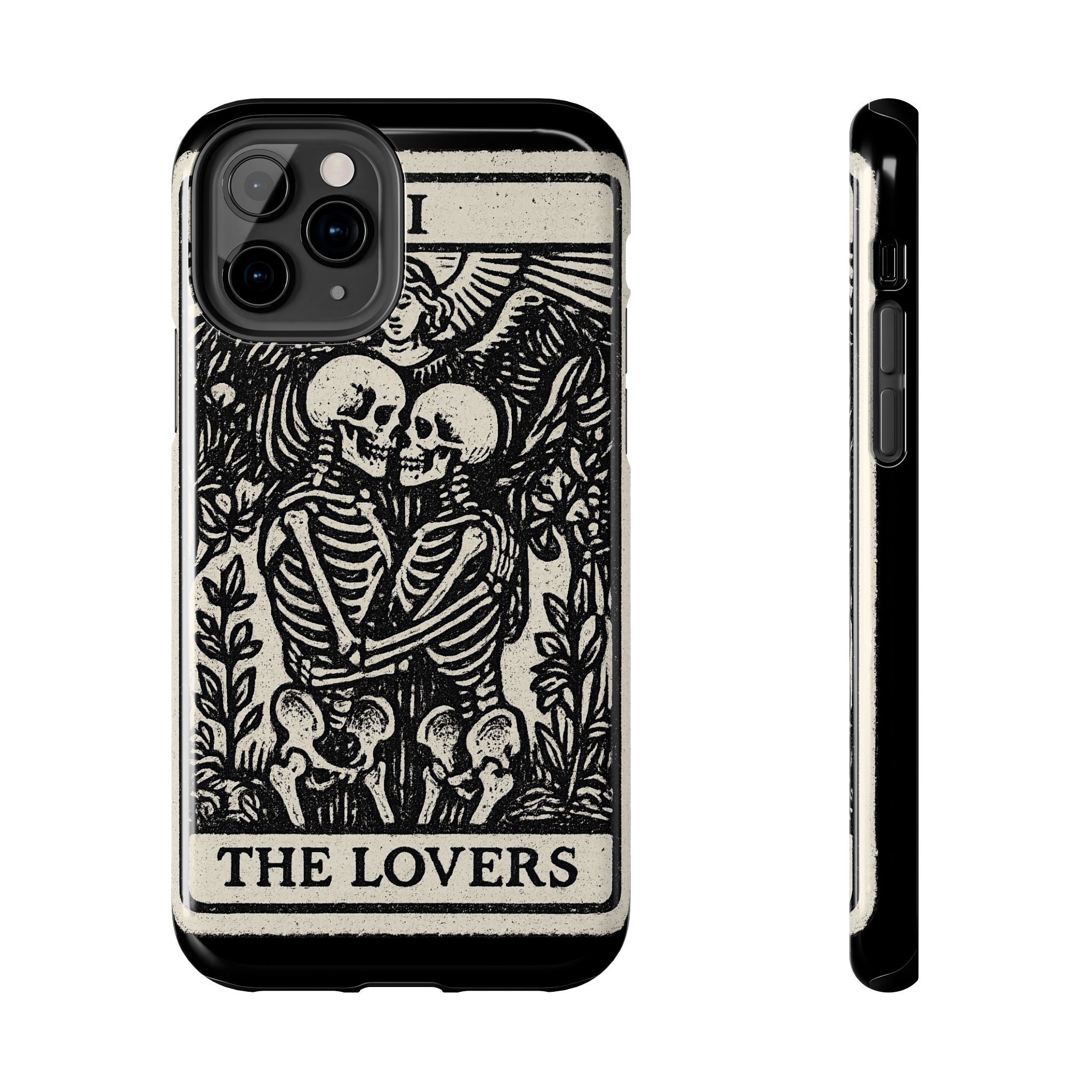 Tough Phone Case with Skeleton Lovers Design, Gothic Phone Cover, Unique Couples Gift, Halloween Accessory, Edgy Tech Design