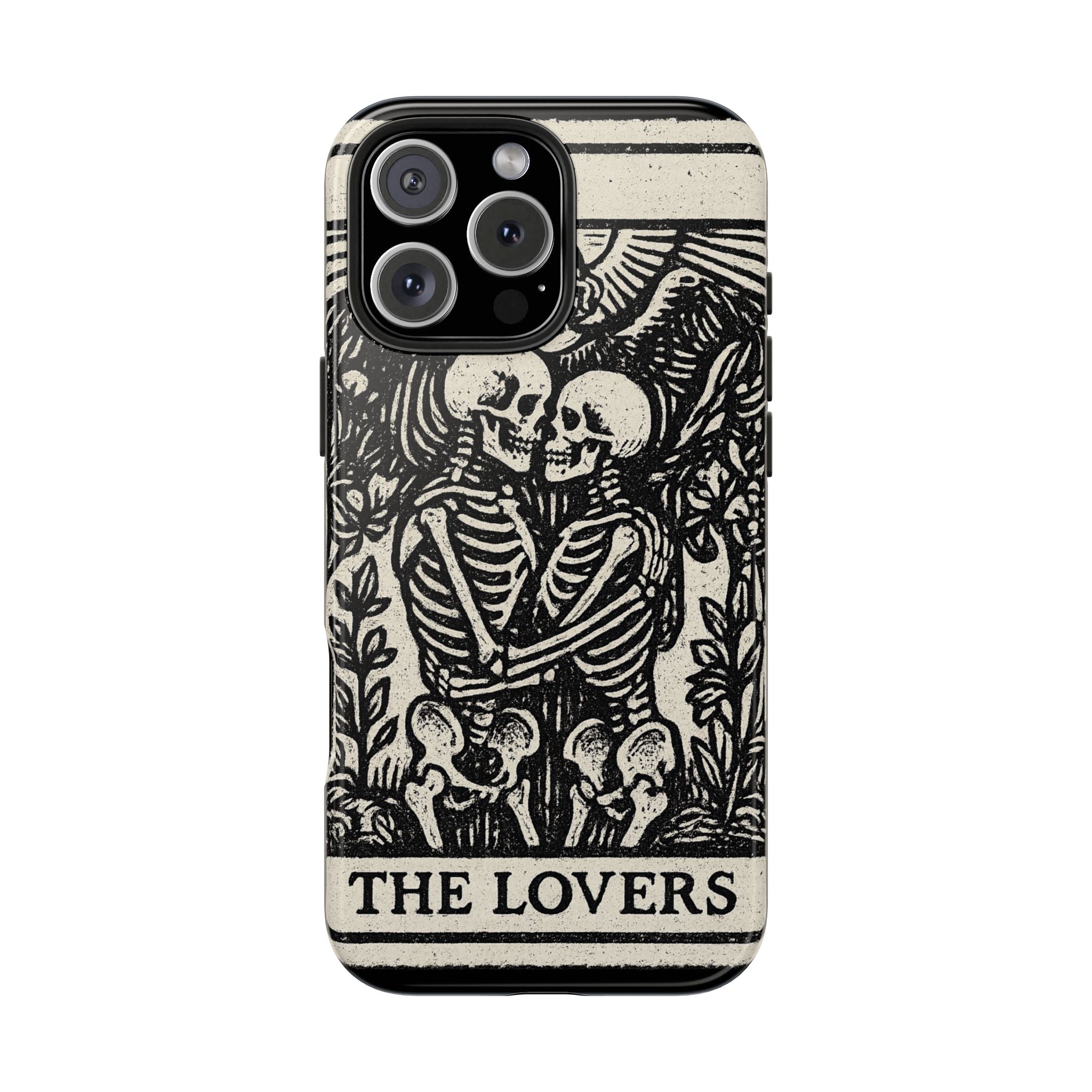 Tough Phone Case with Skeleton Lovers Design, Gothic Phone Cover, Unique Couples Gift, Halloween Accessory, Edgy Tech Design