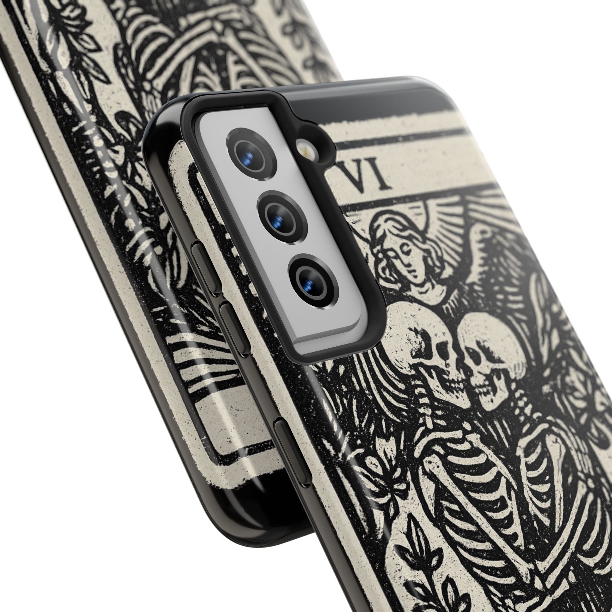 Tough Phone Case with Skeleton Lovers Design, Gothic Phone Cover, Unique Couples Gift, Halloween Accessory, Edgy Tech Design