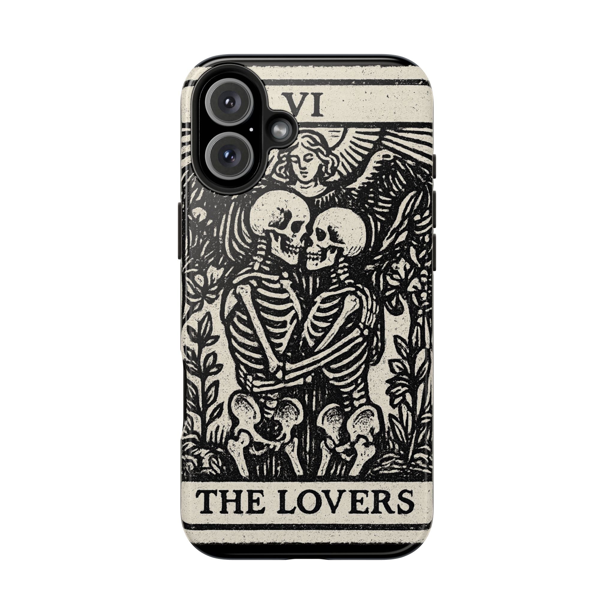Tough Phone Case with Skeleton Lovers Design, Gothic Phone Cover, Unique Couples Gift, Halloween Accessory, Edgy Tech Design
